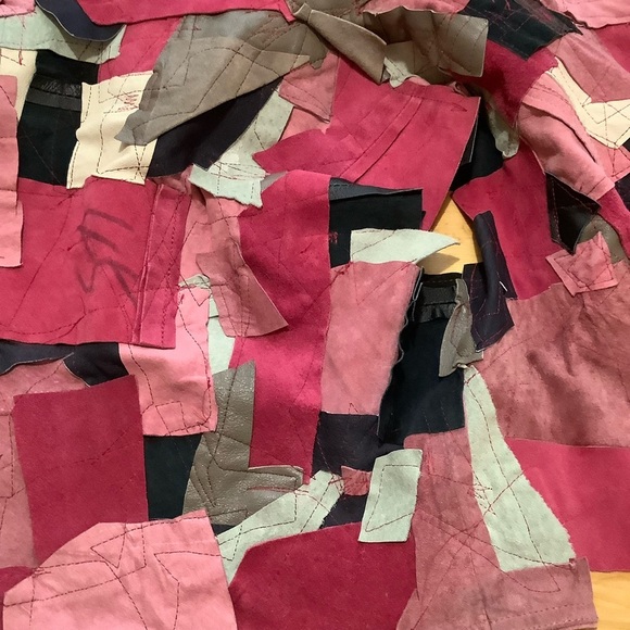 LOVEMATTERS Designer Deconstructed Pink Suede Patchwork Vest - Picture 11 of 15